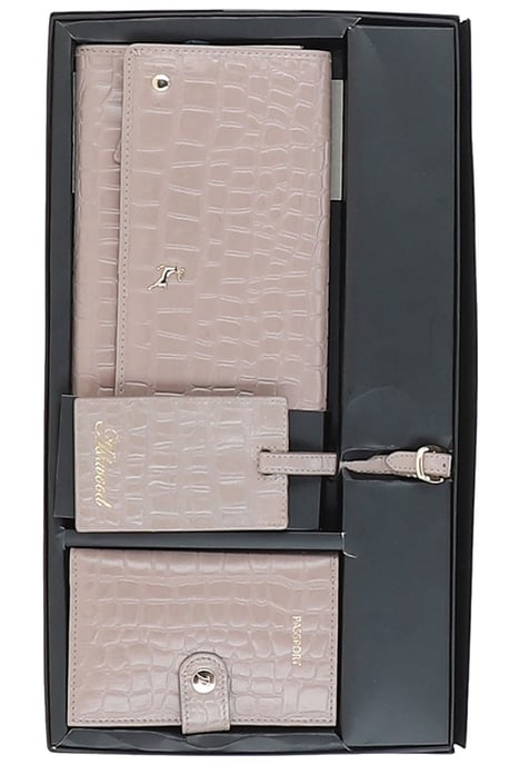 'Wise Tour' Croc Print Real Leather Gift Travel Set - Image 2