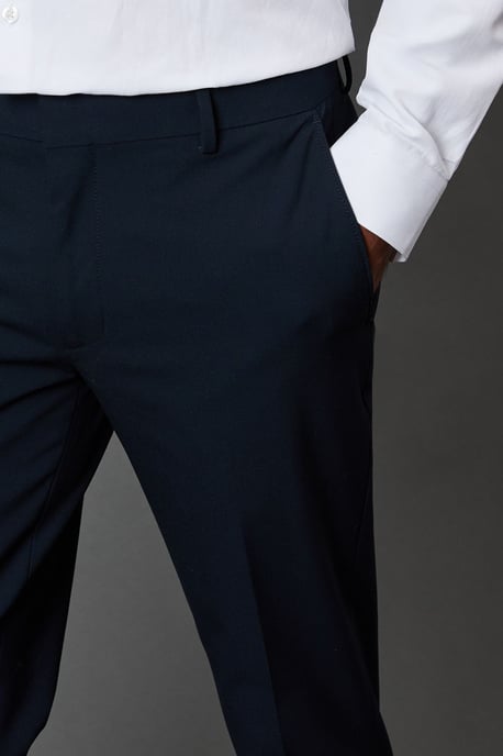 Navy Stretch Skinny Fit Suit Trousers - Image 3