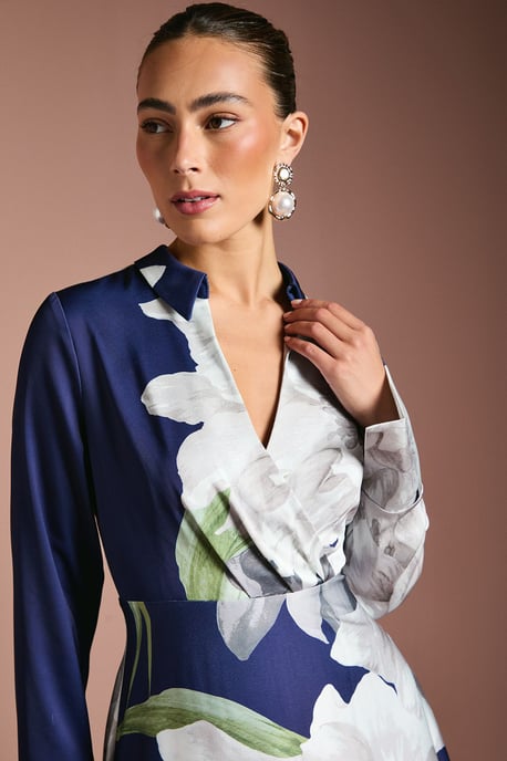 Placement Print Wrap Front Maxi Dress - Image 2