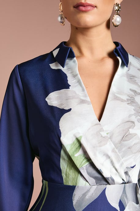 Placement Print Wrap Front Maxi Dress - Image 5