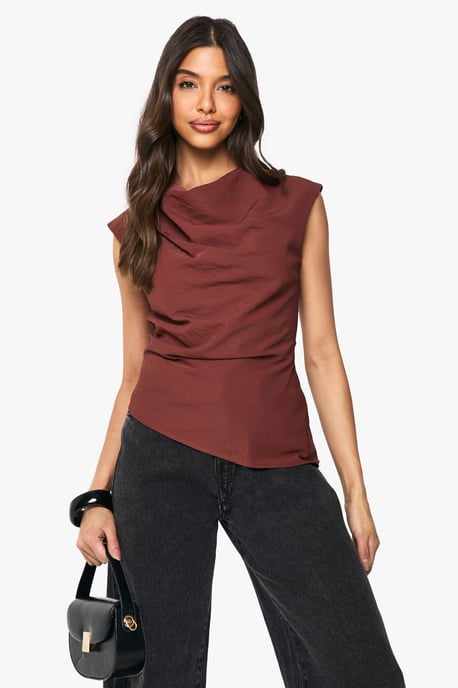 Textured Woven High Neck Blouse - Image 1