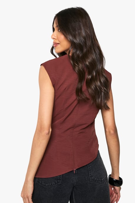 Textured Woven High Neck Blouse - Image 2