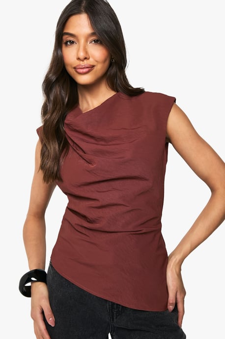 Textured Woven High Neck Blouse - Image 3