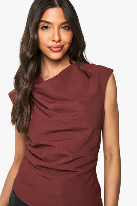Textured Woven High Neck Blouse - Image 4