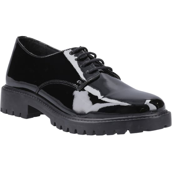 Hush Puppies Aubrey Läderskor I Svart För Tjejer. - Image 1