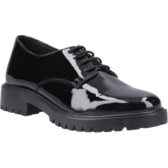 Hush Puppies Aubrey Läderskor I Svart För Tjejer. - Image 1