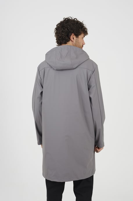 Grey Rubberised Hooded Parka Style Jacket - Image 2