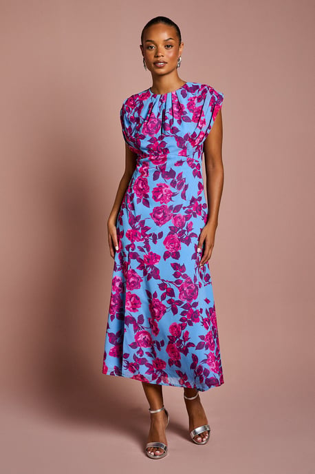 Petite Short Sleeve Chiffon Midi Dress - Image 1