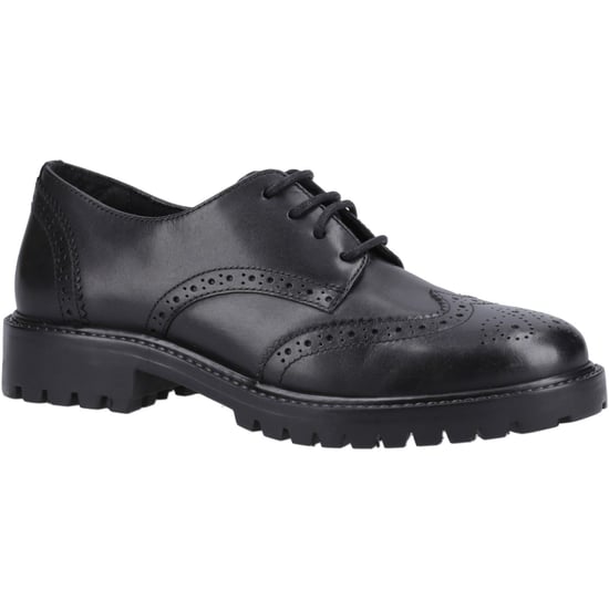 Hush Puppies Athena Senior Läderflickors Svarta Brogues - Image 1