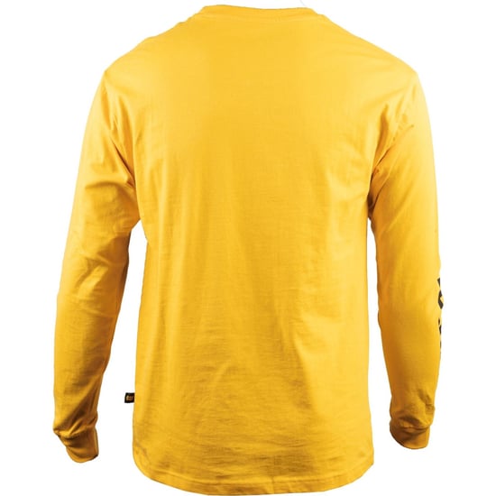 Caterpillar Trademark Banner Long Sleeve Cotton Men's Yellow T-Shirt - Image 3