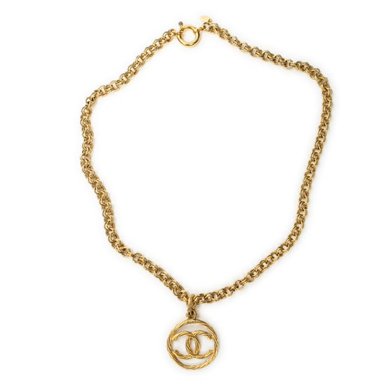 Large CC Round Pendant Chain Necklace Ketting - Image 1