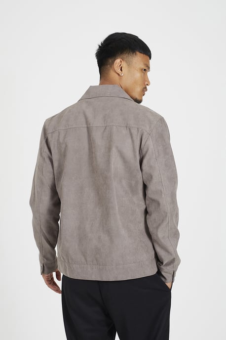Taupe Faux Suede Patch Pocket Jacket - Image 2