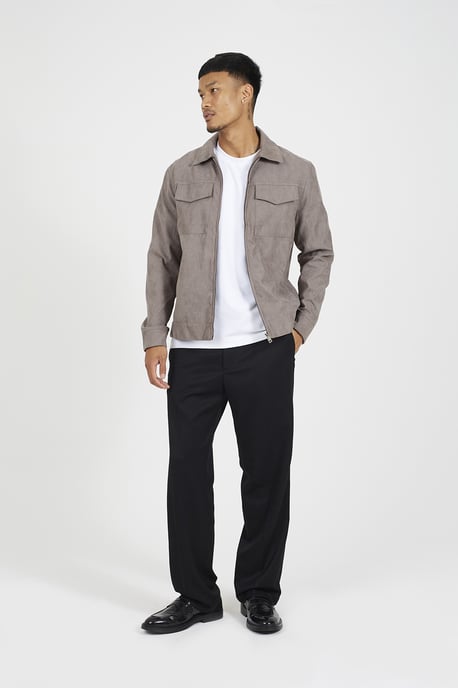 Taupe Faux Suede Patch Pocket Jacket - Image 3