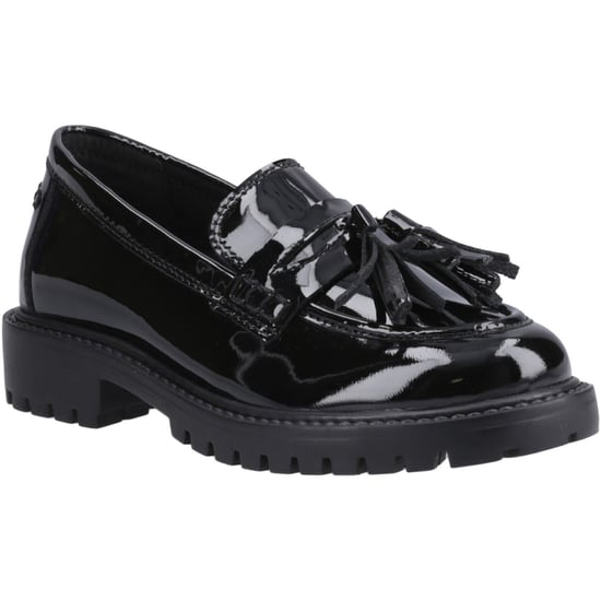 Hush Puppies Abigail Patent Senior Flickors Svarta Mockasiner I Läder - Image 1