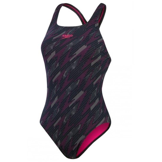 Speedo Dames/Dames Hyperboom Medalist All-Over Print Eendelig Zwempak (Zwart/roze) - Image 1
