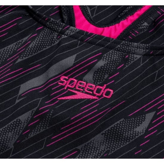 Speedo Dames/Dames Hyperboom Medalist All-Over Print Eendelig Zwempak (Zwart/roze) - Image 3