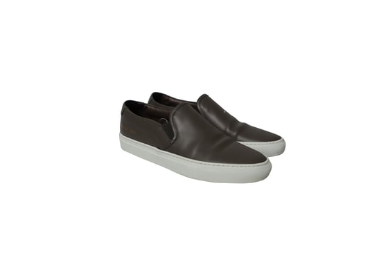 Common Projects Tournament Slip-On Sneakers i grått läder - Image 3