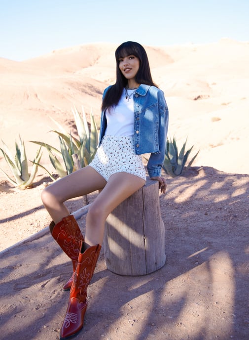 Ditsy Print Shorts with Lace - Image 1