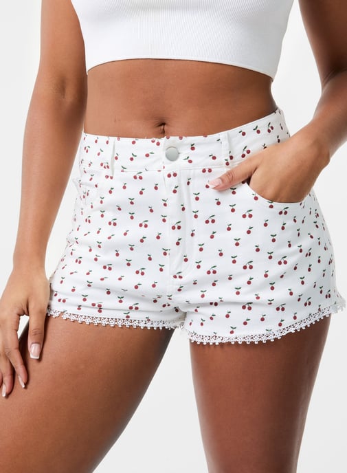 Ditsy Print Shorts with Lace - Image 3