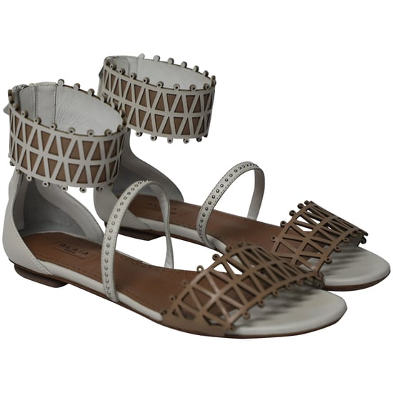 Alaia Ankle-cuff Laser Cut Sandals In White Leather - Image 3