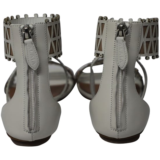 Alaia Ankle-cuff Laser Cut Sandals In White Leather - Image 4