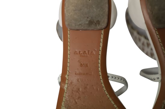 Alaia Ankle-cuff Laser Cut Sandals In White Leather - Image 6