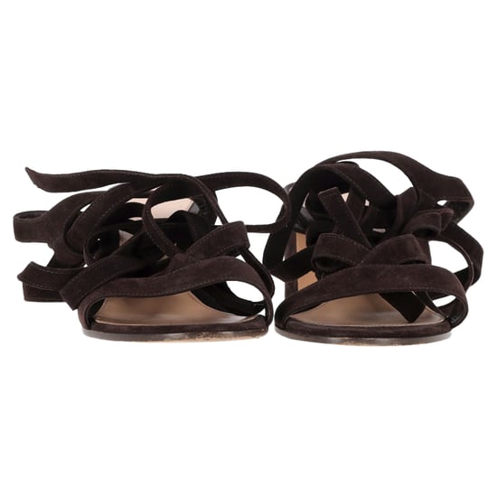 Gianvito Rossi Strappy Block-Heel Sandals in Brown Suede - Image 2