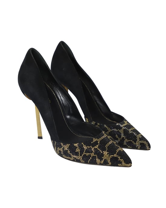 Sergio Rossi Animal Print Embedded Pumps in Multicolor Crystal - Image 3