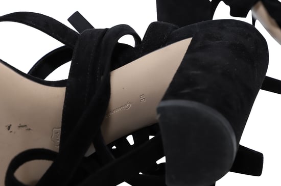 Gianvito Rossi Netley Mews Heeled Sandals in Black Suede - Image 5
