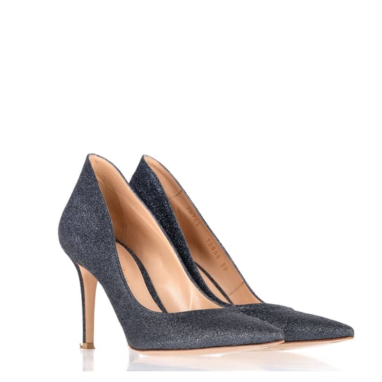 Gianvito Rossi Ellipsis 85 Pumps in Navy Blue Glitter - Image 3