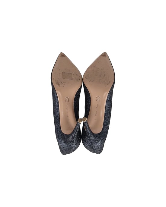 Gianvito Rossi Ellipsis 85 Pumps in Navy Blue Glitter - Image 5