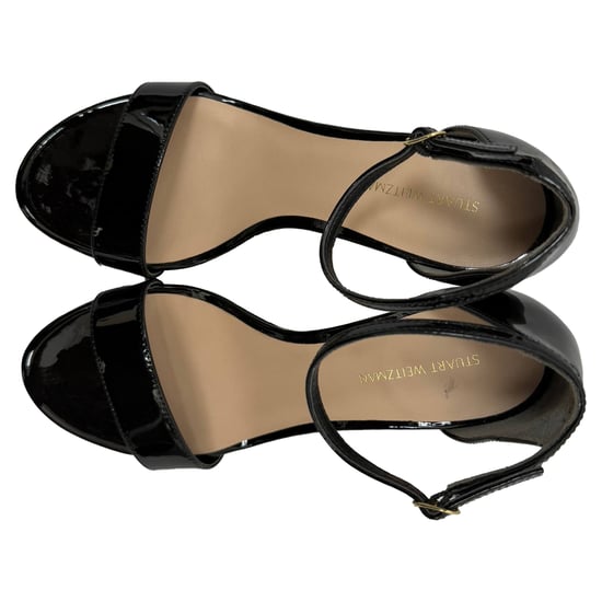 Stuart Weitzman Nudist Platform Sandals in Black Patent Leather - Image 3