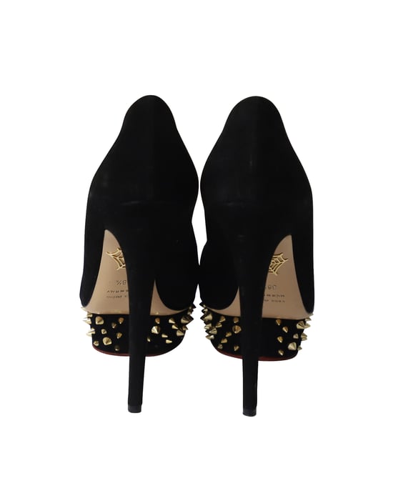 Charlotte Olympia Dolly Studs Embellished Pumps in Black Suede - Image 4