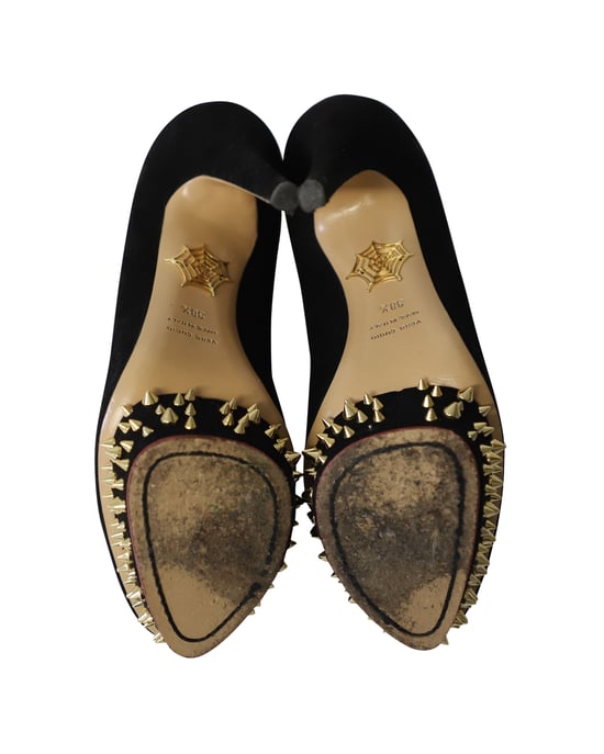Charlotte Olympia Dolly Studs Embellished Pumps in Black Suede - Image 5