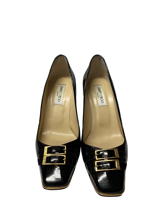 Jimmy Choo Double Buckle Toe Pumps in Black Patent Leather - Image 2