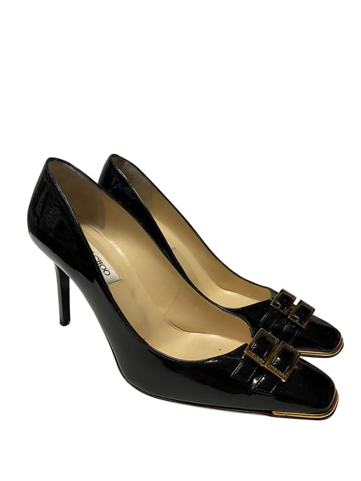 Jimmy Choo Double Buckle Toe Pumps in Black Patent Leather - Image 3