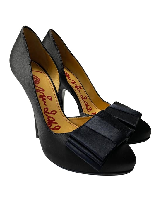 Lanvin Strik Pumps 120 in Zwart Satijnleer - Image 3