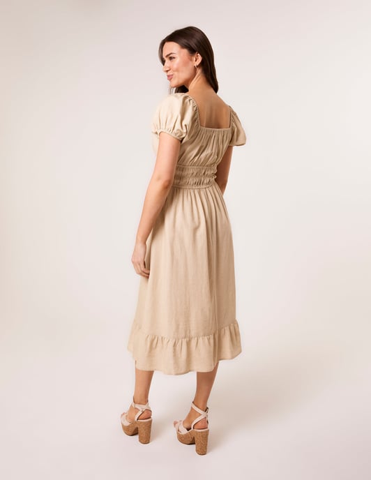 Puff Sleeve Shirred Panel Dress - Image 4
