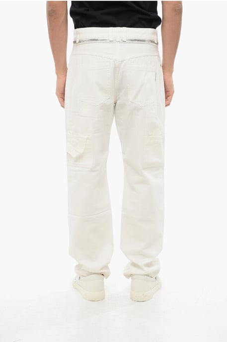 Straight Fit Cargo Jeans with Zip Detail 22cm in White - Image 2