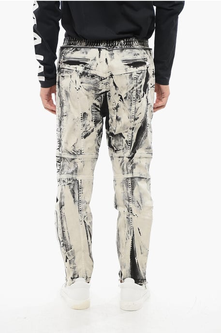 Bikerjeans med syratvättad effekt och dragkedja vid ankeln, 16 cm, i svart och vitt - Image 2