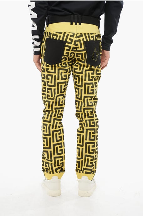 POKEMON Tvåfärgade Jeans med Mudd i Fållen och Heltäckande Monogram i Giallo, Nero - Image 2