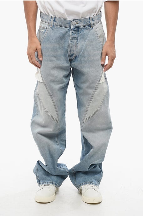 Lösa jeans med kontrasterande detaljer 26 cm i blått - Image 1