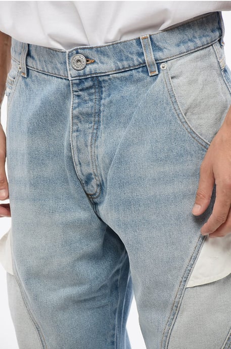 Lösa jeans med kontrasterande detaljer 26 cm i blått - Image 3