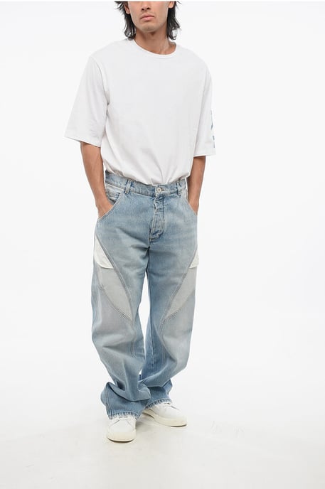 Lösa jeans med kontrasterande detaljer 26 cm i blått - Image 4