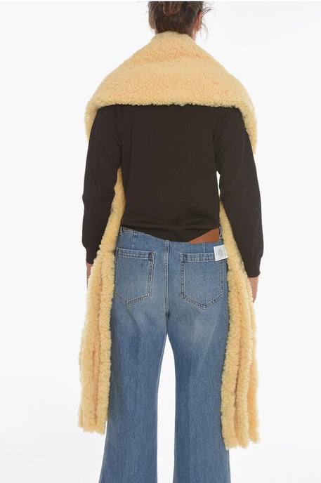 Fringed Shearling Scarf in Yellow - Image 2