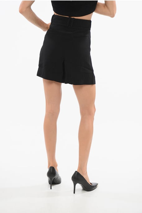 Svarta shorts med hög midja och gyllene knappar - Image 2