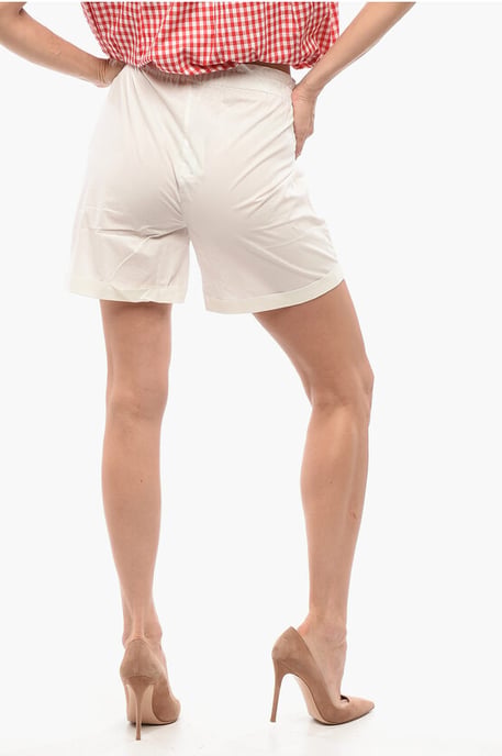 Poplin katoenen shorts met elastische tailleband in wit - Image 2
