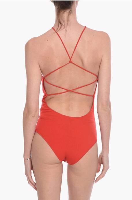 Cashmere Blend GAUGE Bare-back Bodysuit in Red - Image 2