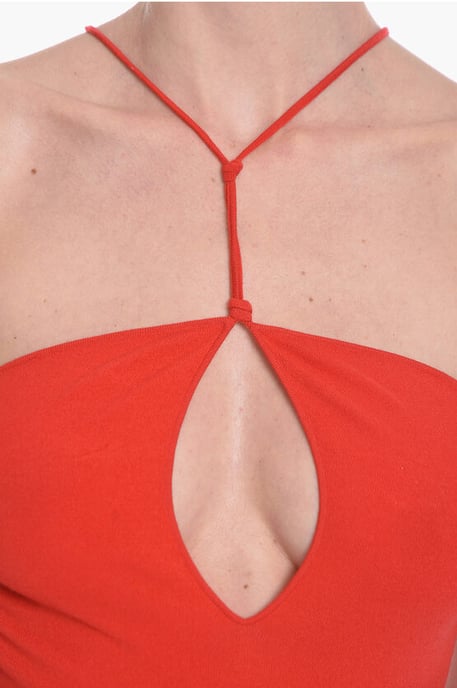 Cashmere Blend GAUGE Bare-back Bodysuit in Red - Image 3