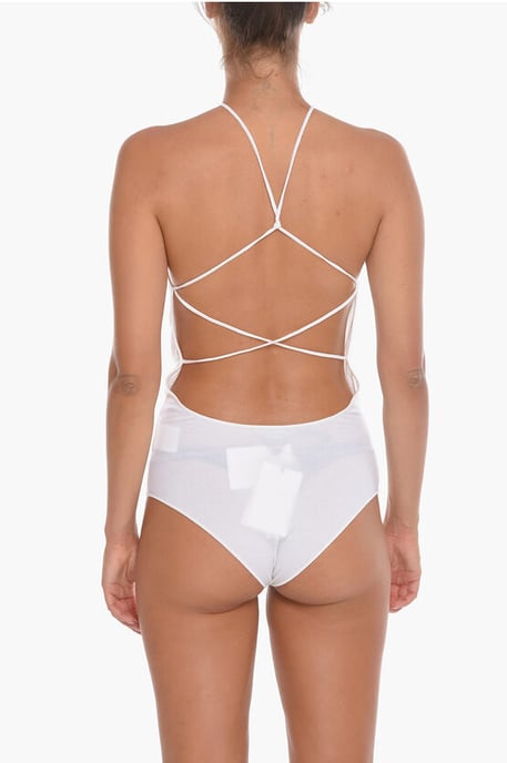 Cashmere Blend GAUGE Bare-back Bodysuit in White - Image 2